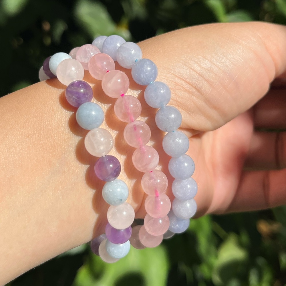 8mm Dainty blue Multistone bracelet set